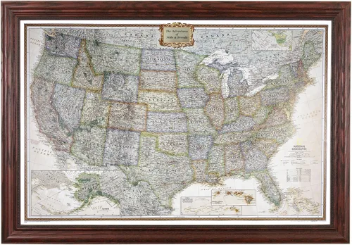 Vista 22 de Póster de lienzo enrollado personalizado con mapa de EE.UU. como arte de pared con chinchetas – Mapa ejecutivo grande de 24" x 36" de EE.UU.