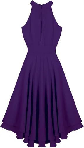 Vista 6 de YONGHS Vestido de dama de honor alto y bajo halter de las mujeres vestido corto de fiesta de baile vestido de regreso a