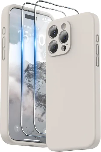 Vista 18 de SURPHY Funda diseñada para iPhone 15 Pro Max con protector de pantalla y cordón, correa de teléfono y funda de silicona líquida para teléfono