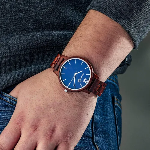 Vista 6 de TIERRA WOOD Lucio Cuarzo Eco Friendly Pulsera Reloj con Fecha