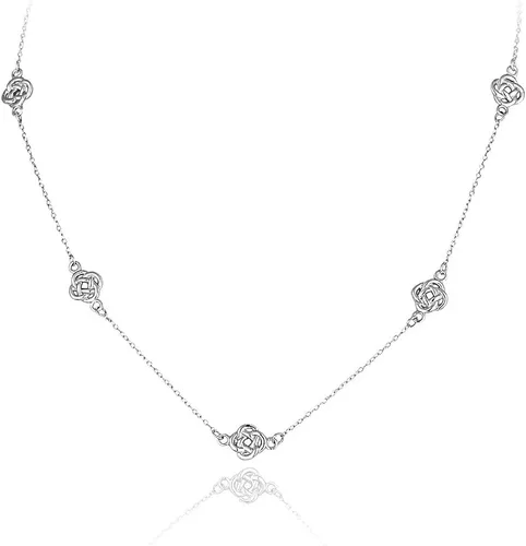 Vista 4 de Hoops & Loops Collar de cadena de plata de ley 925 con nudo de amor para mujeres, adolescentes, niñas, plata, oro amarillo, oro rosa
