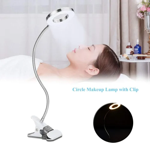 Vista 3 de lámpara, USB círculo maquillaje lámpara ceja labio salón de belleza escritorio Led luces con clip