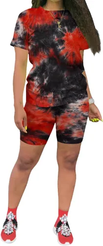 Vista 17 de KINIKO Conjunto deportivo de 2 piezas para mujer, casual, de moda, color sólido, camiseta de manga corta y pantalones Negro-a