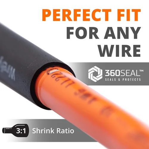 Vista 4 de Wirefy Tubo termorretráctil - 1/4 pulgada - Relación 3:1 - Impermeable de doble pared con adhesivo - Tubo termorretráctil - Tubos Negro