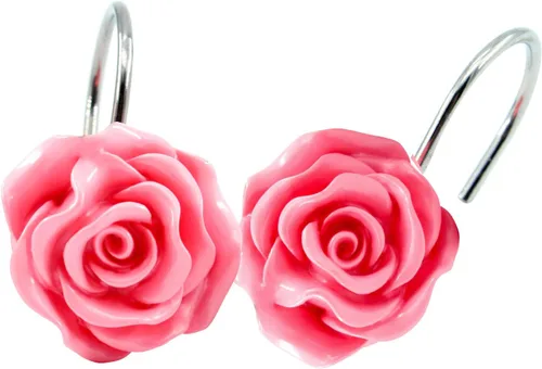 Vista 3 de BEAVO 12 ganchos de cortina de ducha de flores, ganchos de ducha de rosas