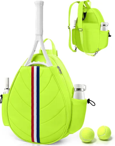 Vista 11 de Bolsa de tenis, mochila de tenis resistente al agua para mujeres y hombres, diseño de bandolera acolchada para tenis, pickleball, raquetas