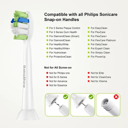Vista 5 de Cabezales de cepillo de dientes de repuesto para Philips Sonicare, control de placa, compatible con mangos de cepillo de dientes eléctrico de clic