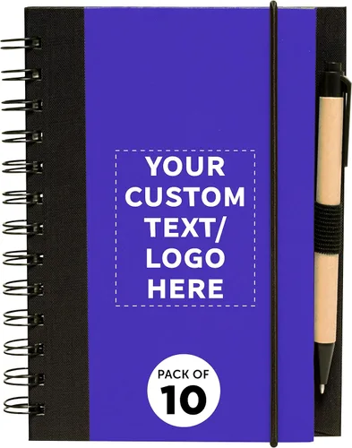 Vista 6 de DISCOUNT PROMOS Juego de 100 cuadernos de bloques ecológicos personalizados con bolígrafos, paquete a granel personalizado, perfecto