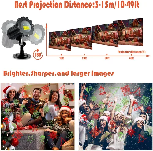 Vista 3 de Proyector de luces de Navidad más brillantes para exteriores, proyector de Navidad láser impermeable con control remoto, decoraciones de foco