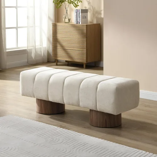Vista 12 de Christopher Knight Home Manila - Banco de comedor de tela bouclé de 50 pulgadas, banco otomán tapizado rectangular, reposapiés al pie de la cama