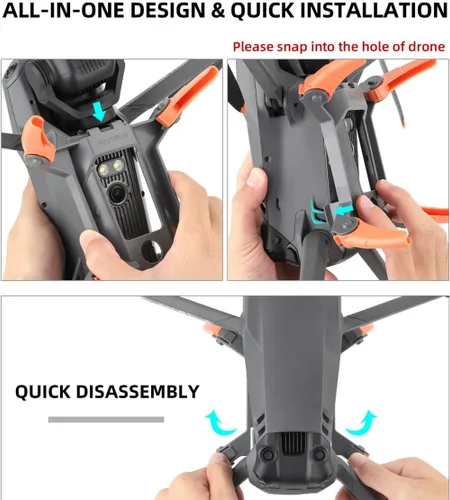 Vista 6 de Tren de aterrizaje para DJI Mavic 3 Pro, pata de araña de aterrizaje plegable compatible con accesorios DJI Mavic 3 Pro, gris