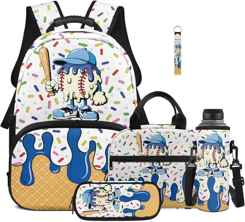 Vista 26 de Bulopur Eagle American Flag Print Kids Backpack Boys Elementary School 17 Inch Bookbag With Lunch Bag Water Bottle Holder Keychain Pencil Case 5
