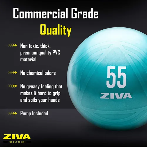 Vista 4 de Ziva Pelota de ejercicio de fitness con núcleo antiestallido, pelota de yoga antideslizante de grado profesional para equilibrio de estabilidad