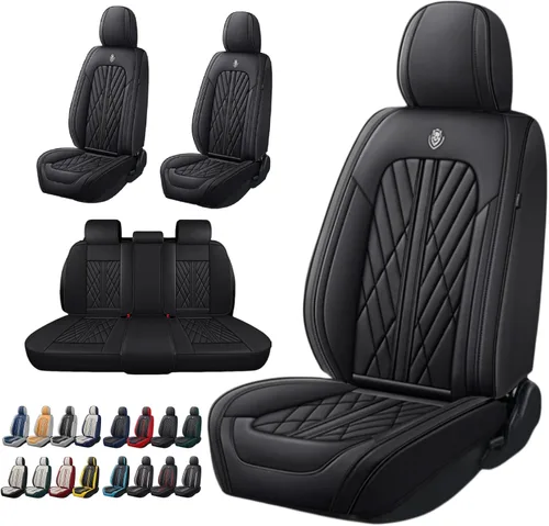 Vista 18 de Juego de fundas de asiento de automóvil de cuero nappa impermeables y transpirables de ajuste universal, cojín protector para vehículo automotriz