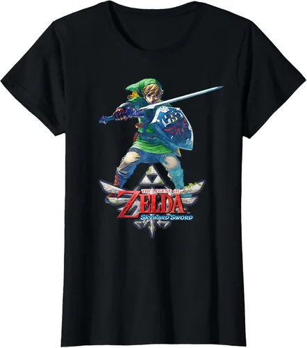 Vista 33 de Camiseta Nintendo Zelda Skyward Sword Link Ready for Battle Negro