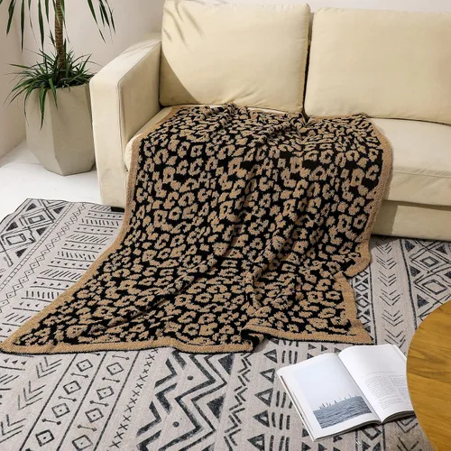 Vista 6 de bearberry Manta de Tiro Mullida de Punto de Leopardo, Manta de Microfibra Suave, Acogedora y Cálida para Sofá, Cama, Viajes (Leopardo, 51"x70")