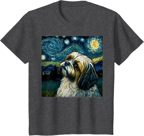 Vista 26 de Camiseta Surrealism Starry Night Shih Tzu Dog