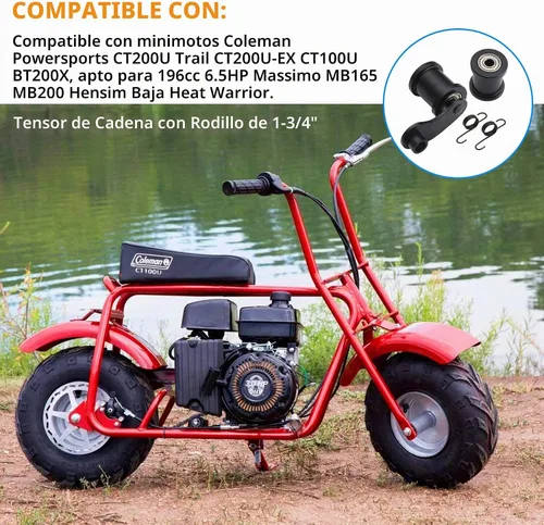 Vista 3 de Stylemafia Tensor de cadena con rodillo de 1-3/4 pulgadas apto para eje elevador Coleman CT100U CT200U Trail CT200U-EX 196cc 6.5HP Massimo MB165