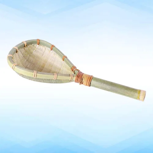 Vista 9 de Hemoton Colador de madera de bambú para arroz, tamiz de malla fina, multiusos, cucharón de cocina