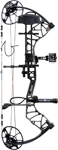 Vista 2 de Bear Legit Maxx - Arco compuesto listo para cazar, 70 libras. Peso de tiro con arco True Timber Strata/Negro