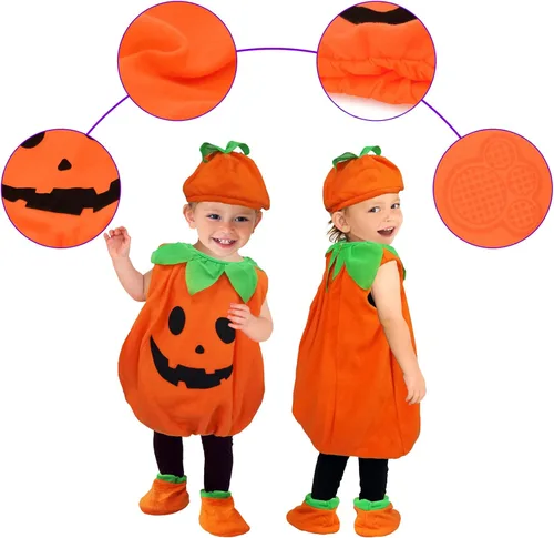 Vista 4 de Disfraz de calabaza de Halloween para bebés y niños pequeños ropa de fiesta de cosplay