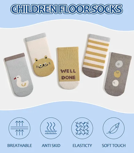 Vista 4 de Calcetines antideslizantes para bebés, calcetines antideslizantes con agarres, calcetines de algodón para niñas y niños