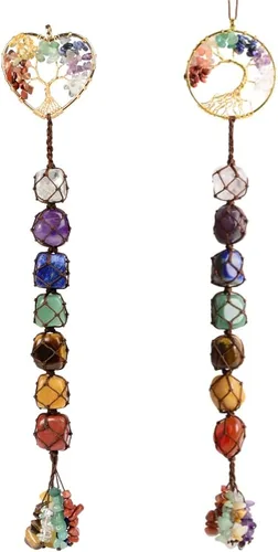 Vista 38 de Árbol de la vida hecho a mano con 7 piedras de chakras, cristales curativos, adorno colgante para decoración del hogar