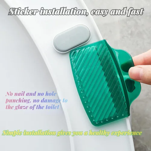 Vista 2 de Elevador de asiento de inodoro, 2 piezas pueden evitar tocar la manija de elevación de la tapa del inodoro, accesorios de baño modernos y prácticos