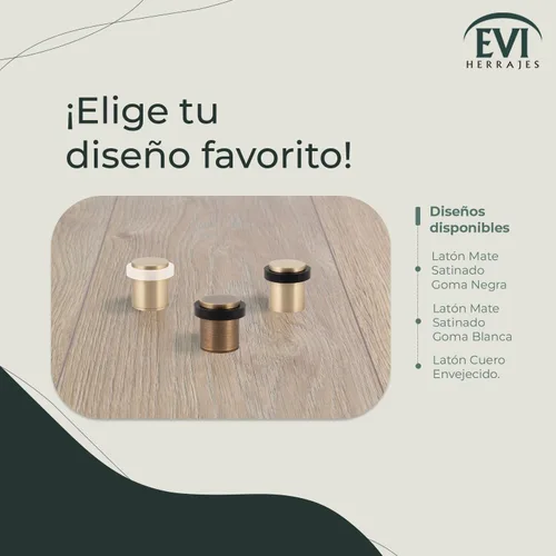 Vista 6 de Tope de puerta Amortiguador de silicona Hecho de latón Base roscada Incluye tornillo + tapón de sujeción Hardware EVI