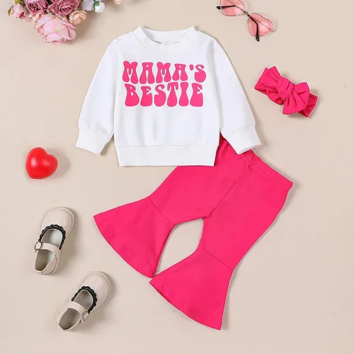 Vista 2 de Omkzanbi Mommy and Me - Conjunto de ropa a juego con sudadera para mamá y mamá, pantalones acampanados, regalo para el día de la madre de San