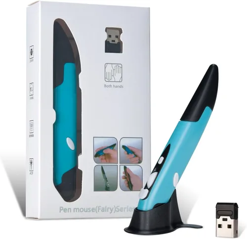 Vista 7 de lychee Ratón Óptico Inalámbrico de Bolsillo Tipo Pluma, Ratón Óptico Inalámbrico USB 2.4GHZ Tipo Pluma 800/1200/1600 DPI Ajustable Escritura a Mano