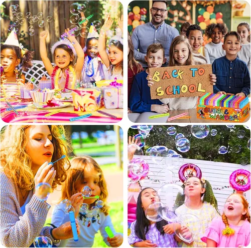 Vista 5 de 200 mini varitas de burbujas de estrellas de 20 colores, juguetes de recuerdo de fiesta para niños, hora del baño, regalos de verano al aire libre
