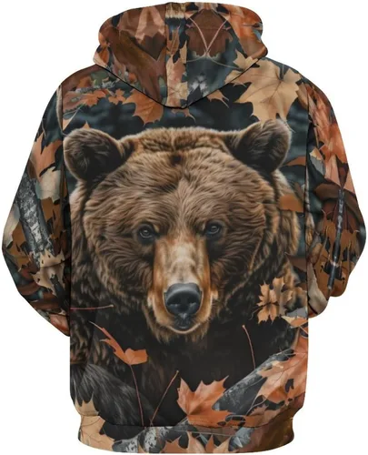 Vista 3 de Sudadera con capucha para hombre, diseño de oso de camuflaje de camuflaje de camuflaje