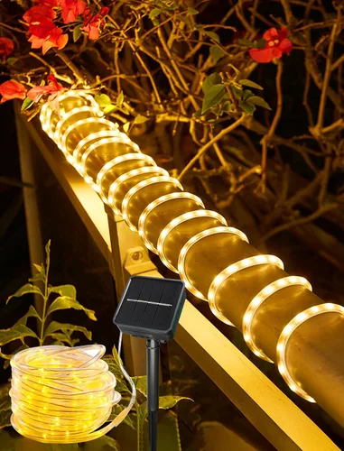 Vista 2 de KerKoor, luces de cuerda solar para exteriores, impermeables, 100 luces LED alimentadas por energía solar, luces de hadas para decoración