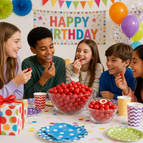 Vista 8 de Fruidles Bolas de goma de mascar rellenas de cereza con sabor a frutas, golosinas de bufé de dulces, recambios de tamaño de máquina, certificado