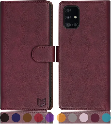 Vista 9 de SUANPOT Funda tipo cartera de cuero para Samsung Galaxy A71 5G (versión 4G) con tarjetero de crédito RFID con tapa para Samsung A71, funda para Negro