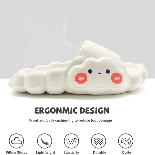 Vista 4 de Sandalias y pantuflas de EVA Cloud para mujeres y hombres para interiores y exteriores plataforma gruesa de verano playa antideslizantes de secado