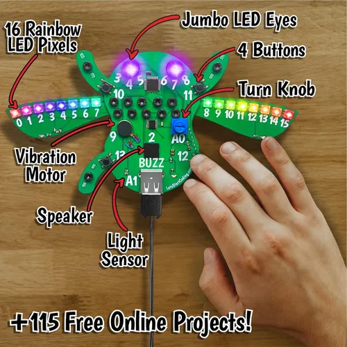 Vista 4 de Buzz The Code Bug - Juguete de codificación y STEM para niños de 8 a 12 años de Let's Start Coding - Diseñado en los Estados Unidos - Gran regalo