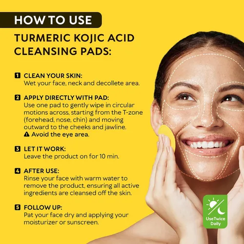Vista 3 de Almohadillas limpiadoras de ácido kójico de cúrcuma para la cara, esponjas exfoliantes con vitamina C y limón, lavado facial espumoso para una piel