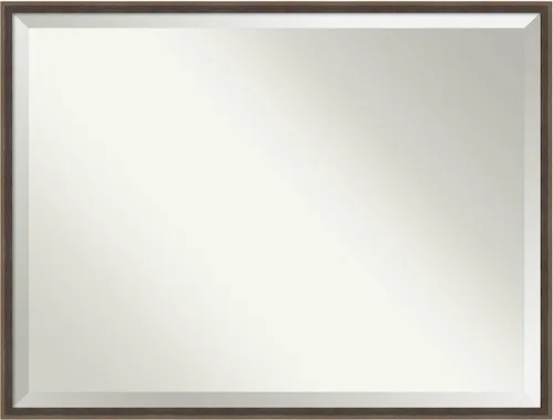 Vista 48 de Amanti Art Espejo de pared marrón de 26 x 22 pulgadas, espejo rectangular de baño de Alejandría marrón rústico para decoración de pared, sala