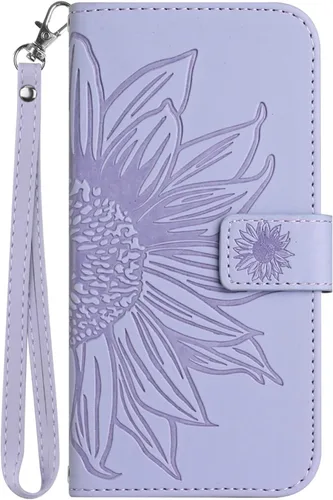 Vista 10 de XYX Wallet Case Compatible with Honor X7, Emboss Half Flower Floral PU Leather Flip Protective Case with Wrist Strap Kickstand for Honor X7, Deep
