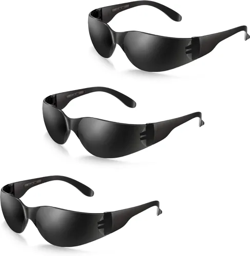 Vista 8 de 100 paquetes de gafas de seguridad teñidas, gafas protectoras resistentes a arañazos e impactos, lentes de policarbonato de humo oscuro para Paquete