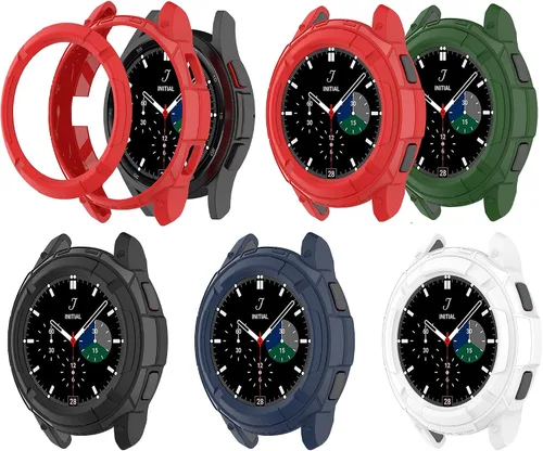 Vista 6 de Samsung Galaxy Watch 4 Classic - Funda protectora de 1.81 pulgadas (1.811 in) con marco de anillo bisel (negro/azul/rojo/blanco/verde)