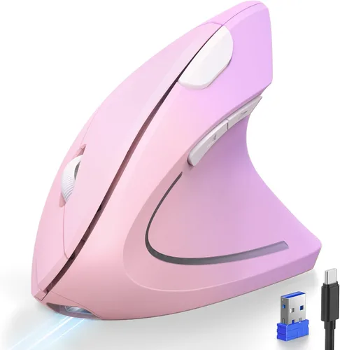 Vista 12 de TECKNET Ratón Ergonómico, Ratones Verticales Recargables 2.4G+Bluetooth 6 DPI Ajustables, Ratón Óptico Inalámbrico para Túnel Carpiano Mano Derecha