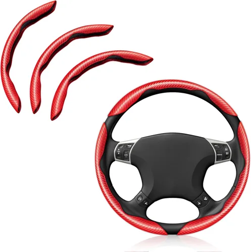 Vista 7 de Pincuttee Funda de Volante de Fibra de Carbono - Protector de Volante Universal Antideslizante de 3 Piezas, Negro Mate
