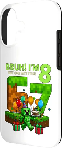 Vista 2 de Bruh I'm 8 But One-Day I'll Be 67 Retro 8th Birthday Kids Case for iPhone 17