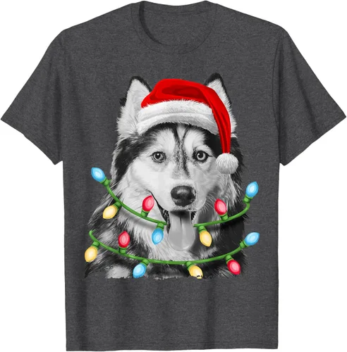 Vista 23 de Camiseta para niños con diseño de hachís siberiano con luces de árbol de Navidad Negro