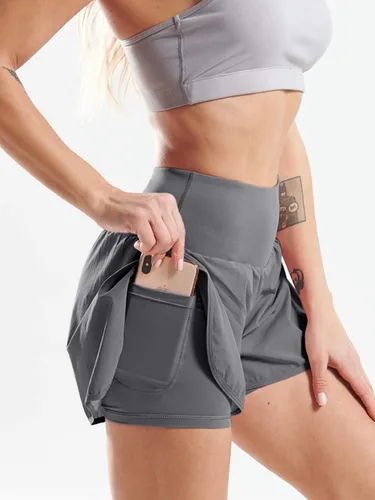 Vista 5 de Cadmus - Pantalones cortos de entrenamiento para mujer 2 en 1, para gimnasio, atlético. Pantalones cortos de entrenamiento con bolsillos