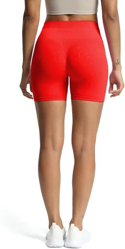 Vista 6 de Aoxjox Pantalones cortos de ciclismo sin costuras para mujer, cintura alta, contorno, atlético, gimnasio, fitness, yoga, Scrunch shorts de 6 pulgadas