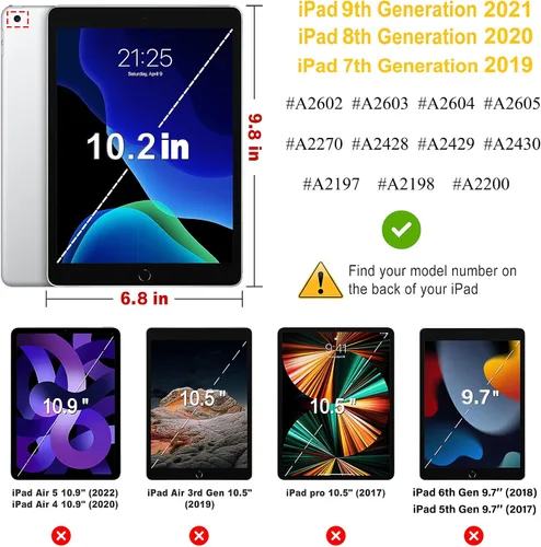 Vista 6 de Samsung 10.2 Estuche - Compatible con tabletas 2021/2020/2019 - Funda giratoria de 360 grados con función de encendido y apagado (Negro)
